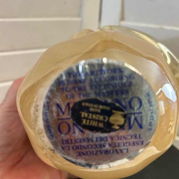 Murano Handblown Vase Vintage Murano White Crystal Peach Still has label - Picture 4 of 9